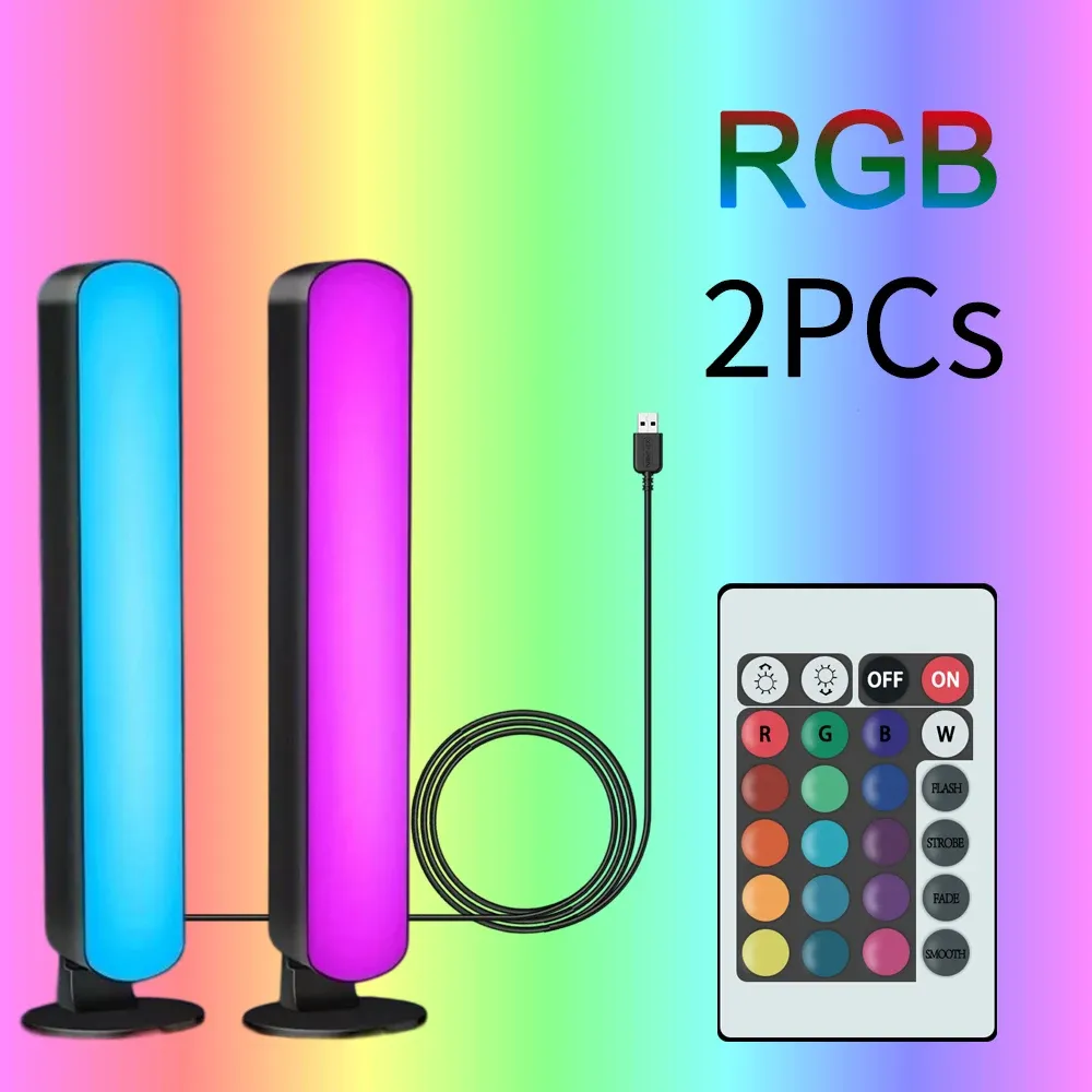 Barre lumineuse RVB de bureau à rythme musical, rechargeable par USB 7