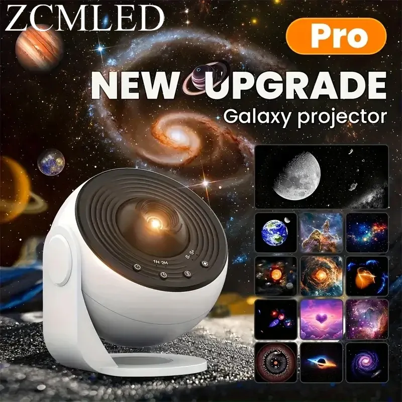 Projecteur de galaxie professionnel à veilleuse, projecteur de ciel étoilé 360° avec lampe planétarium rotative pour chambre d'enfant