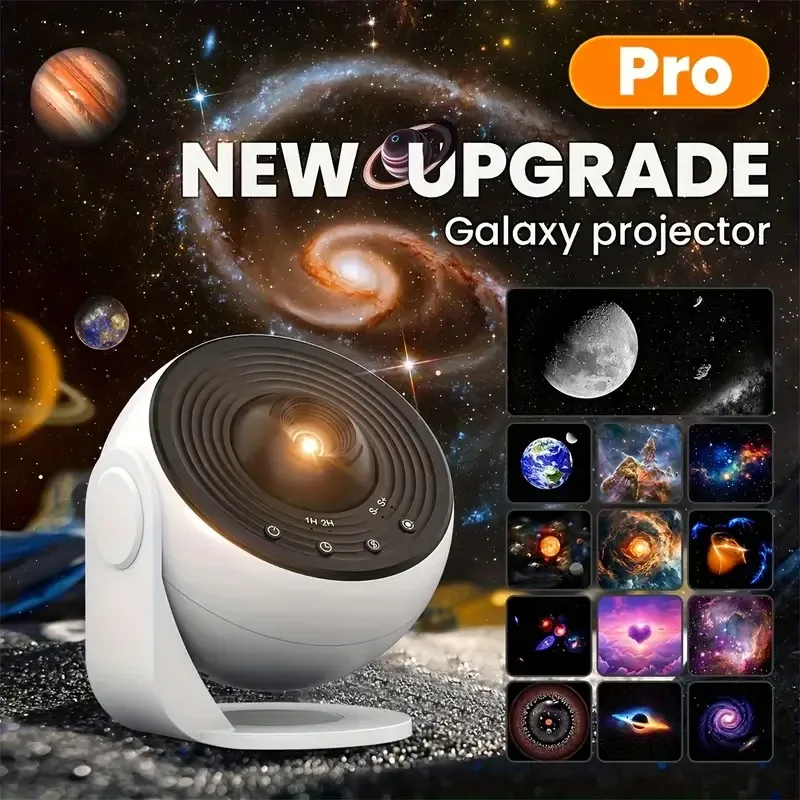 Projecteur de galaxie professionnel à veilleuse, projecteur de ciel étoilé 360° avec lampe planétarium rotative pour chambre d'enfant 7