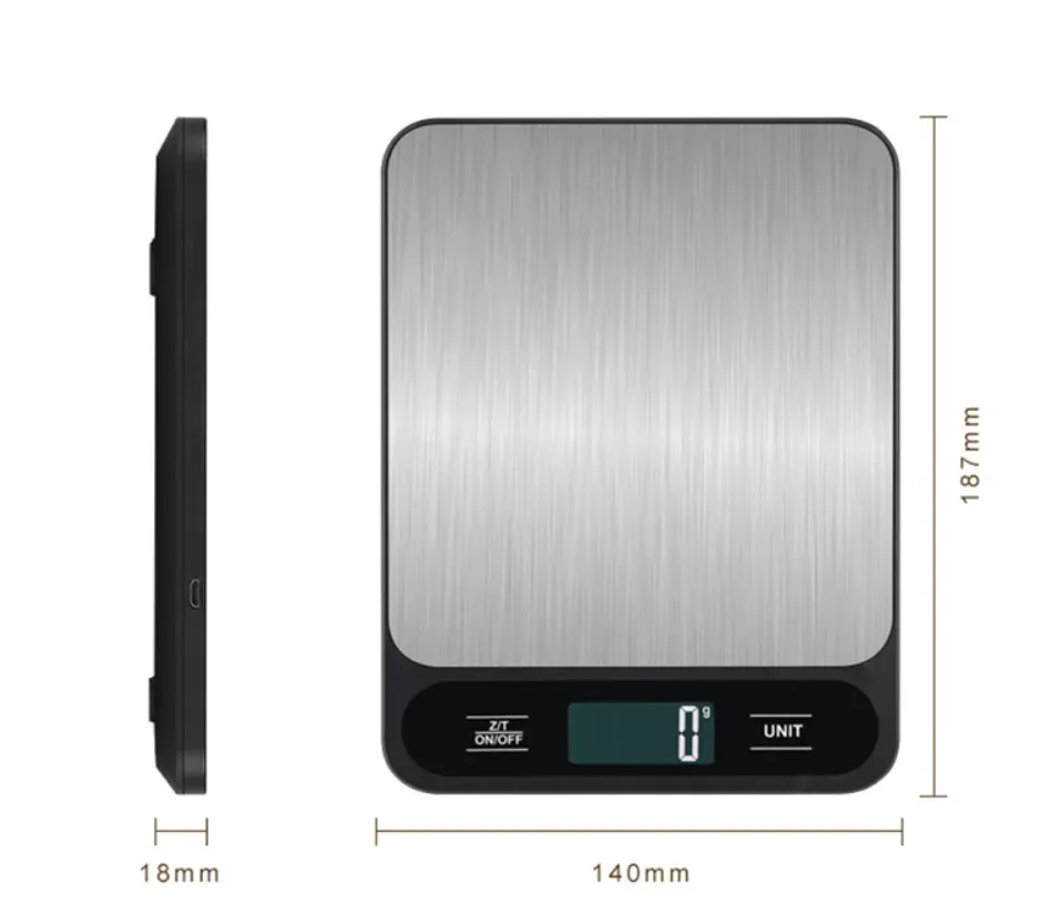 Balance de cuisine numérique en acier inoxydable, 10 kg / 1 g, pour la pâtisserie 6