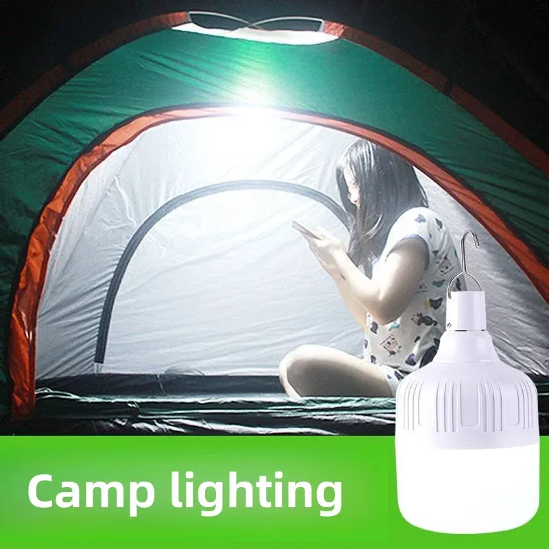 Lot de 2 lampes LED portables rechargeables avec batterie, avec mode clignotant, pour intérieur et extérieur, idéales pour le camping et les barbecues 2