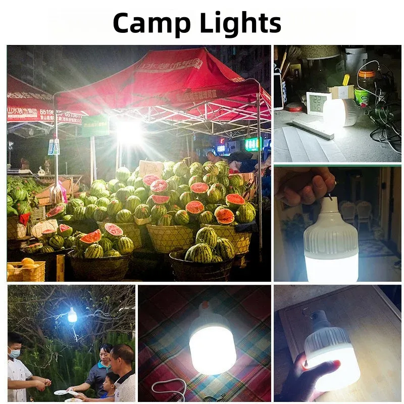 Lot de 2 lampes LED portables rechargeables avec batterie, avec mode clignotant, pour intérieur et extérieur, idéales pour le camping et les barbecues 5