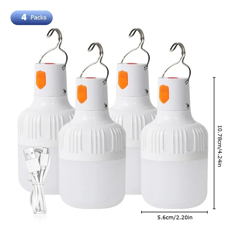 Lot de 2 lampes LED portables rechargeables avec batterie, avec mode clignotant, pour intérieur et extérieur, idéales pour le camping et les barbecues 9