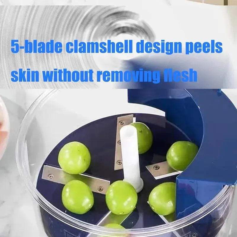 Éplucheur de raisins automatique, éplucheur d'ail électrique, petit outil de cuisine rechargeable pour fruits, machine à fruits intelligente commerciale. 5