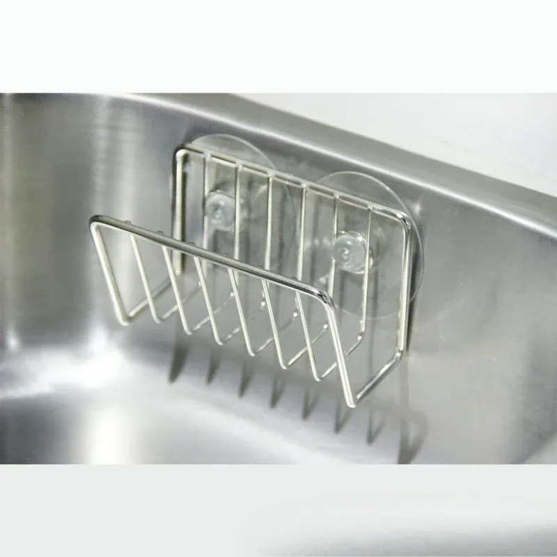 Étagère de rangement en acier inoxydable pour éponge d'évier, boule de fil de cuisine, chiffon, support d'évaluation, T1 8