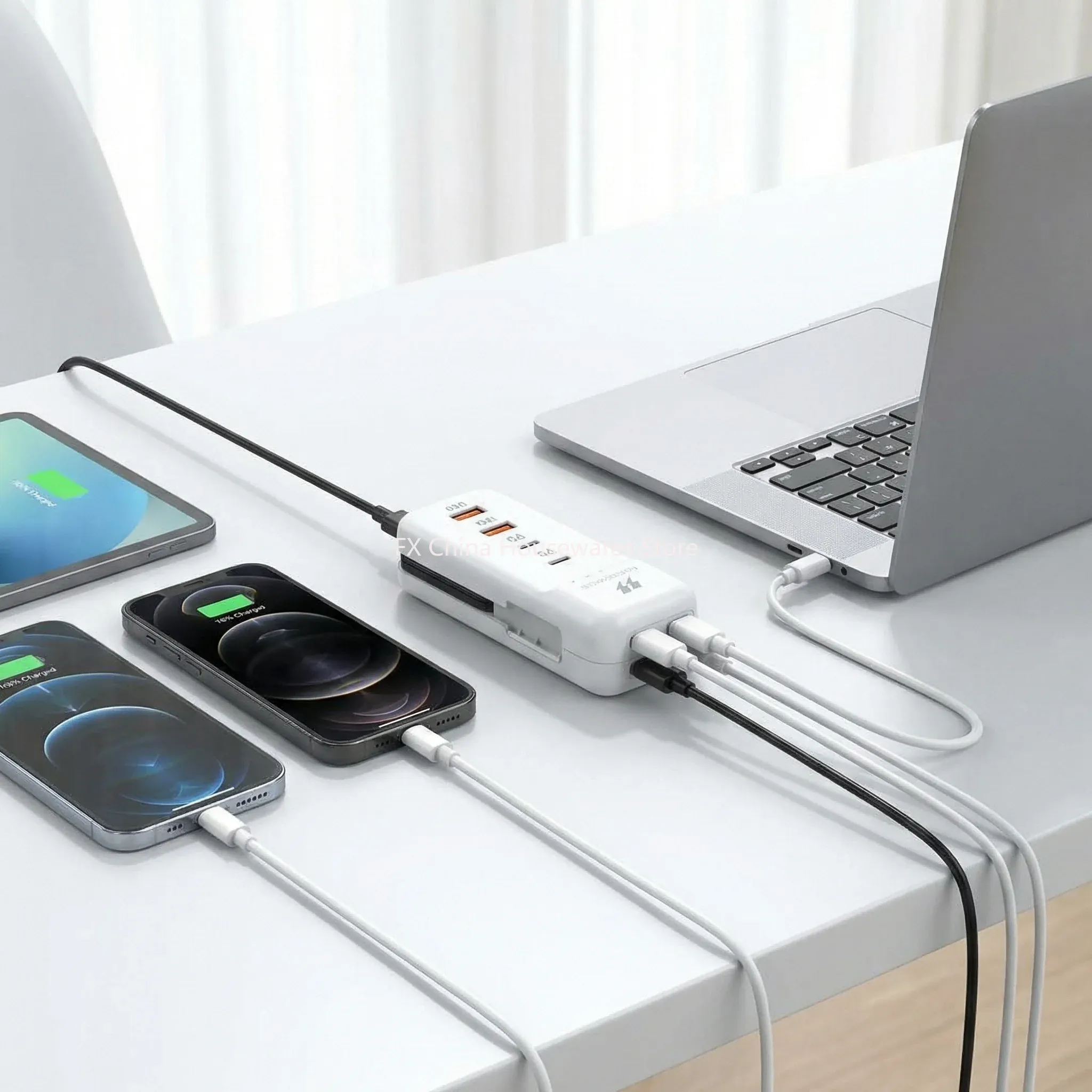 Chargeur USB-C PD à charge rapide multiport, prises EU/US 5