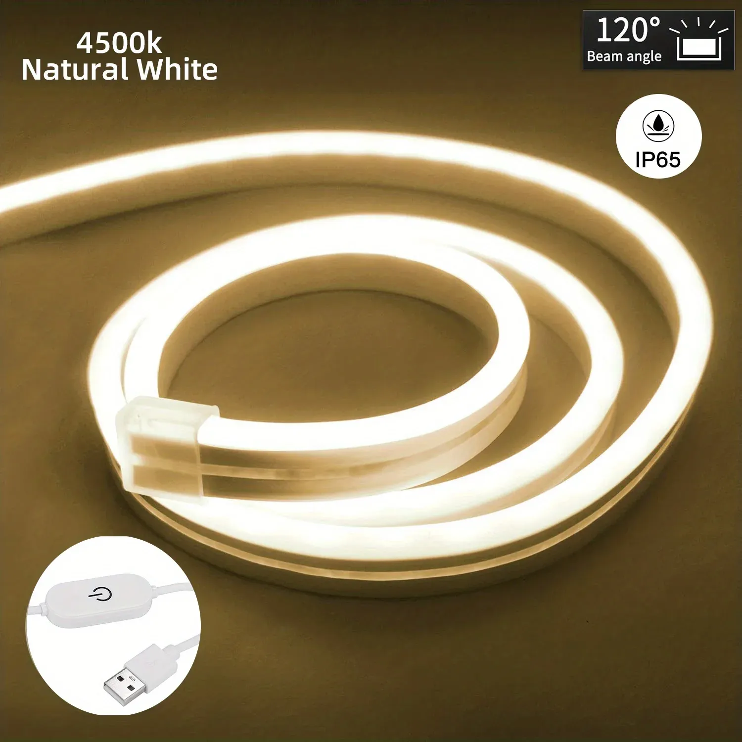 Bande lumineuse LED néon USB 5 V avec interrupteur tactile, en silicone flexible, étanche, pour décoration extérieure 8