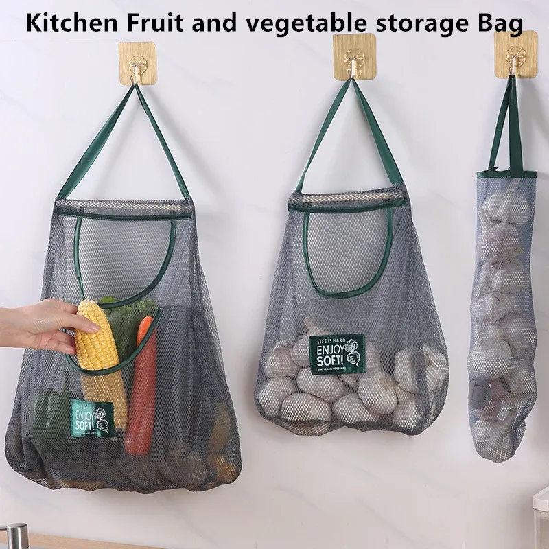 Sacs de rangement réutilisables pour la cuisine, filet de stockage pour fruits et légumes 1