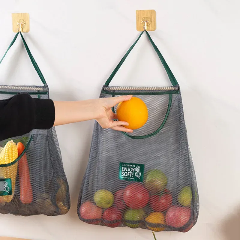 Sacs de rangement réutilisables pour la cuisine, filet de stockage pour fruits et légumes 4