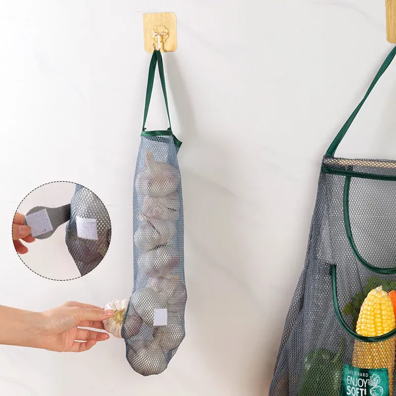 Sacs de rangement réutilisables pour la cuisine, filet de stockage pour fruits et légumes 5