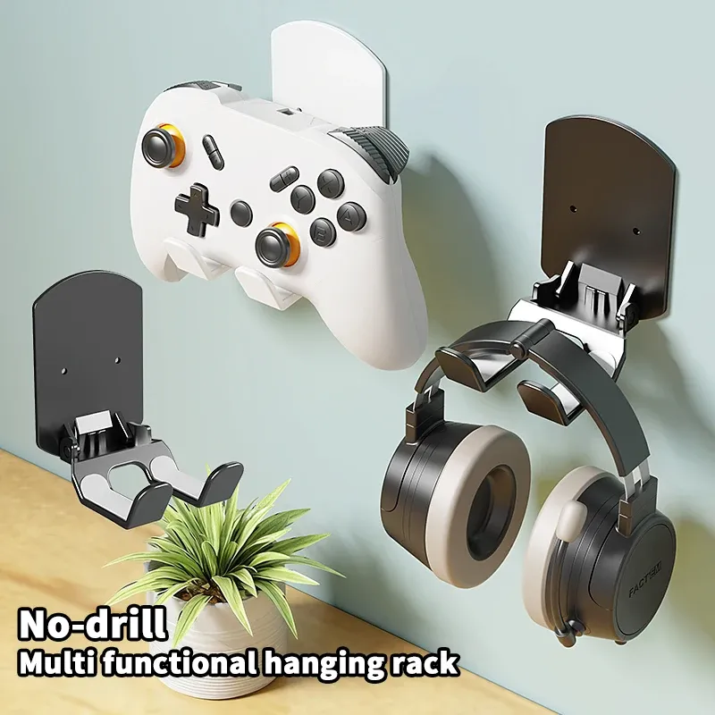 Support de casque universel adhésif en plastique, support mural sous bureau 3