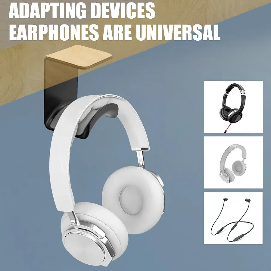Support de casque universel adhésif en plastique, support mural sous bureau 6