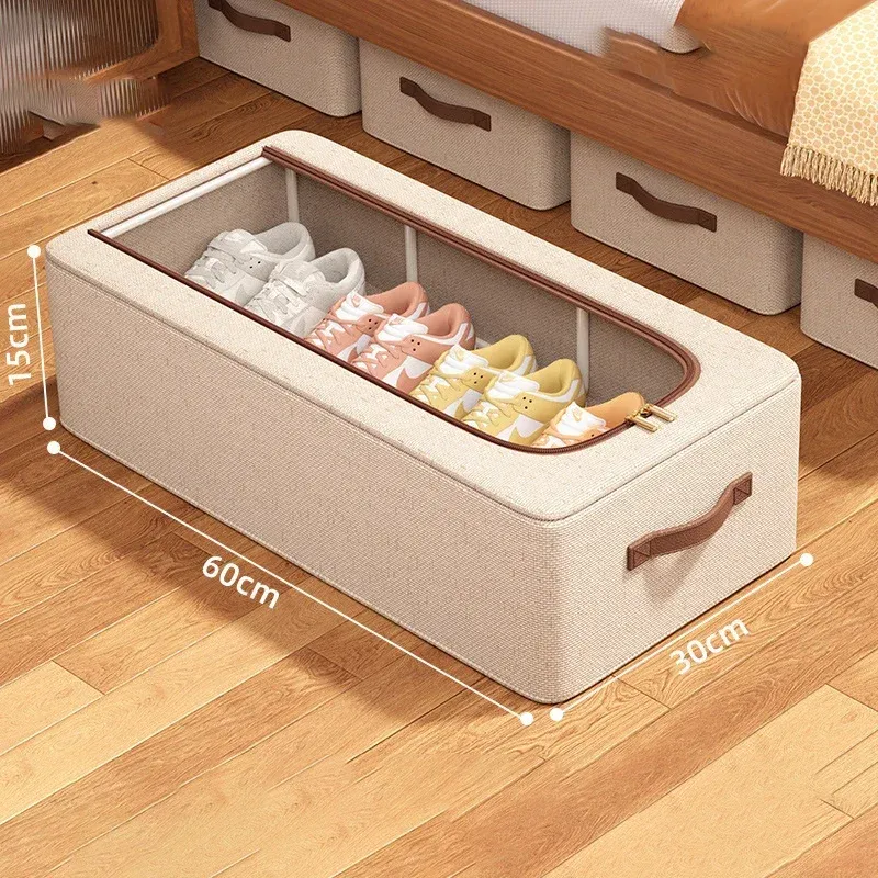Organisateur de rangement pour chaussures sous le lit, boîtes de rangement pour placard avec poignées robustes et fenêtre transparente, étagère à chaussures pliable 7