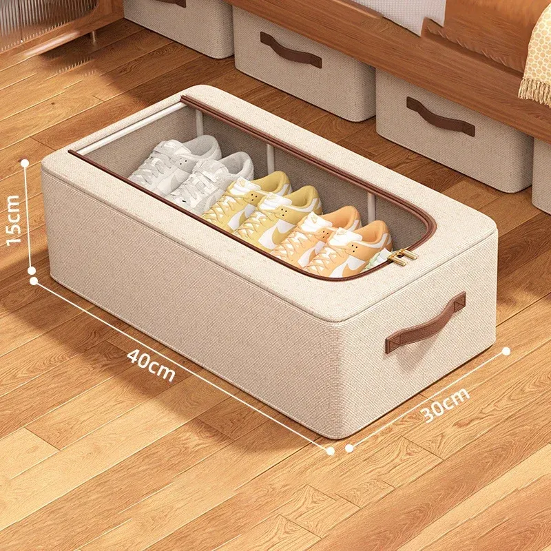 Organisateur de rangement pour chaussures sous le lit, boîtes de rangement pour placard avec poignées robustes et fenêtre transparente, étagère à chaussures pliable 8