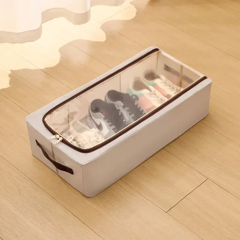 Organisateur de rangement pour chaussures sous le lit, boîtes de rangement pour placard avec poignées robustes et fenêtre transparente, étagère à chaussures pliable 9