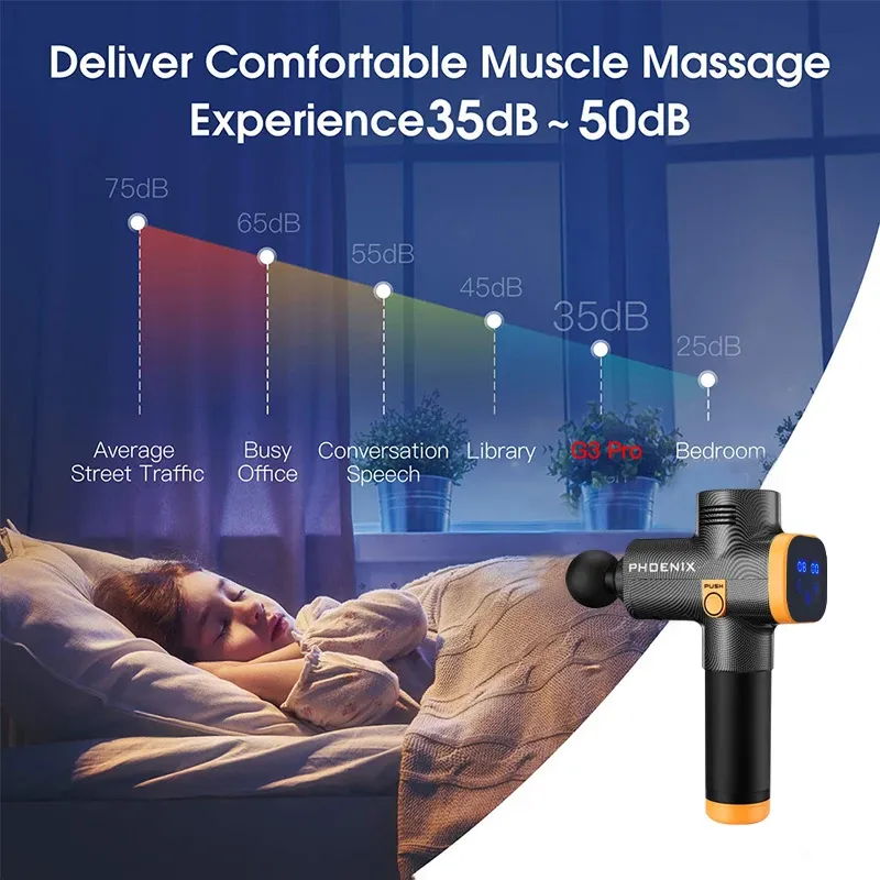 Pistolet de massage Phoenix A2 – Masseur de tissus profonds portable à percussion pour la relaxation musculaire, avec écran d'affichage 6