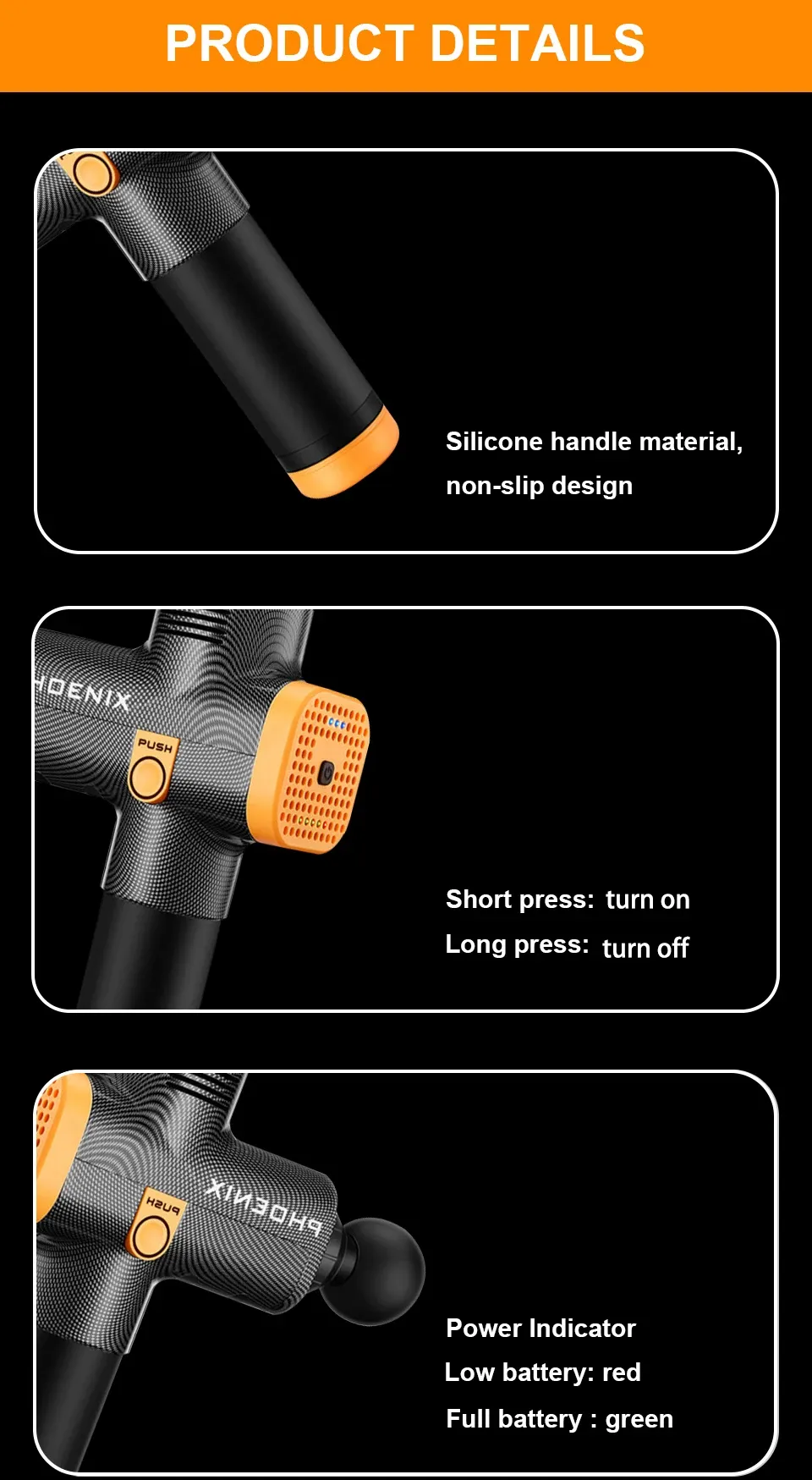 Écran LCD tactile du pistolet de massage Phoenix A2