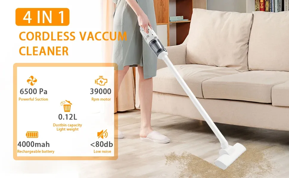 Aspirateur à main sans fil en situation d'utilisation