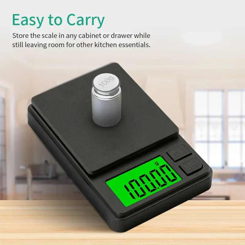 Mini balance numérique de poche LCD, précision 0,01 g, capacité 100/200/300/500 g, 1000 g à 0,1 g, pour bijoux, aliments, onces et grains, coloris noir 3