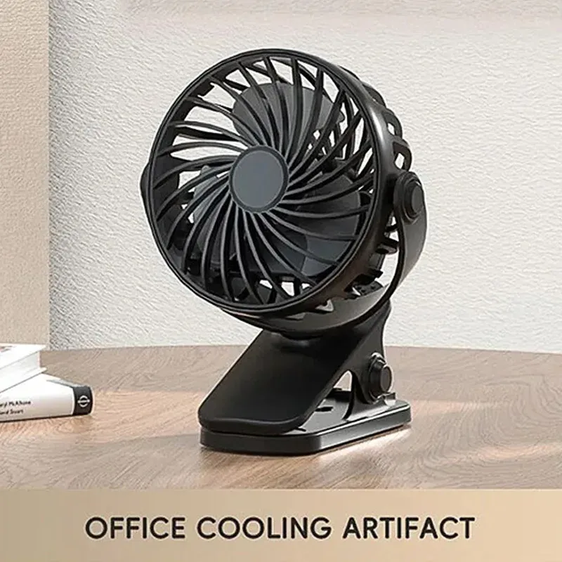 Ventilateur portable rechargeable à pince, rotation 720°, avec veilleuse LED pour le camping 4