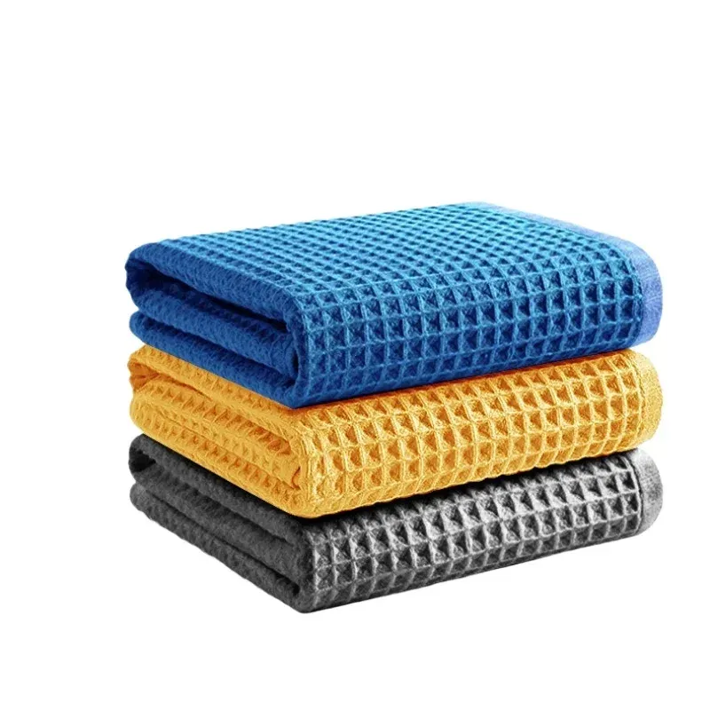Serviette de nettoyage pour voiture en microfibre, séchage et polissage du verre, tissage gaufré pour cuisine, salle de bain, maison et bureau 6