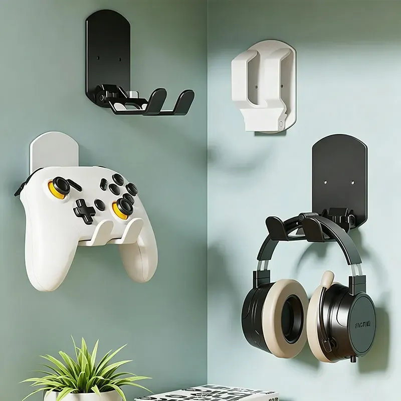 Support universel pour casque audio, support mural adhésif en plastique à fixation sous bureau, pour casque de jeu 3