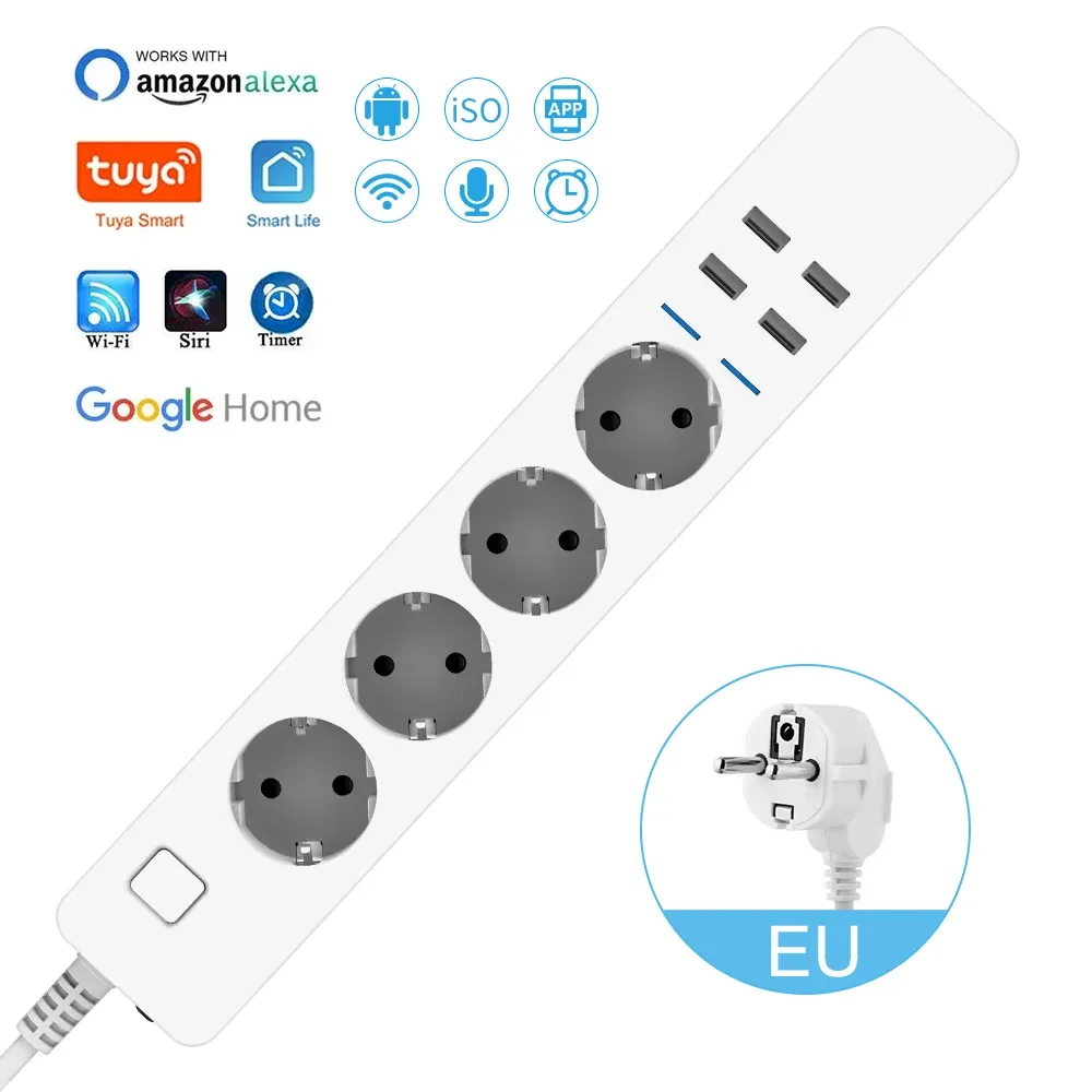 Multiprise connectée Wi-Fi 4 prises UE et 4 ports USB, compatible Alexa, Google Home et Assistant 8
