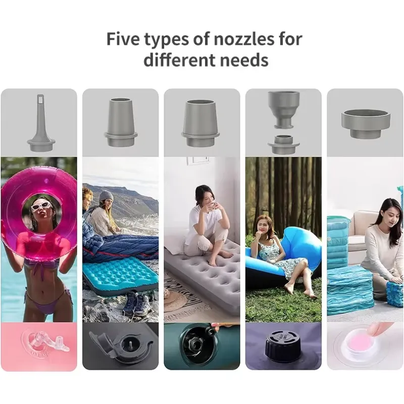 Pompe à air portable sans fil et rechargeable pour matelas de camping et de randonnée, avec fonction dégonflage 6