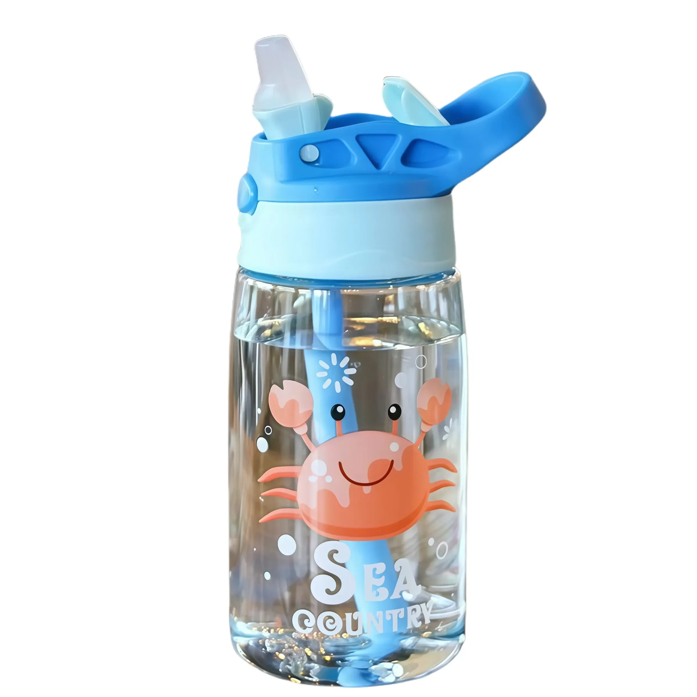 Gourde enfant 480 ml portable à motif dessin animé avec paille, bouteille d'eau étanche pour le sport et le plein air 7