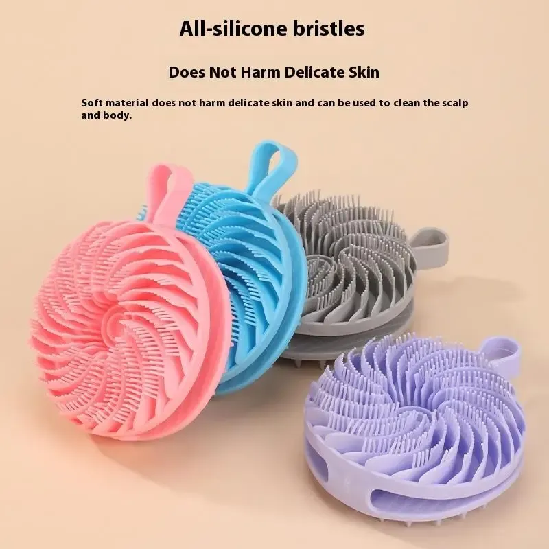 Brosse de douche exfoliante en silicone double face, masseur de cuir chevelu, brosse à shampoing pour femme et homme - Image 1