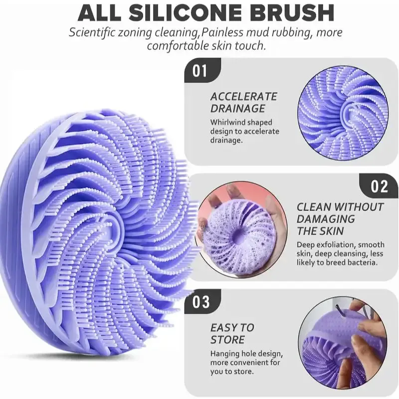 Brosse de douche exfoliante en silicone double face, masseur de cuir chevelu, brosse à shampoing pour femme et homme 2