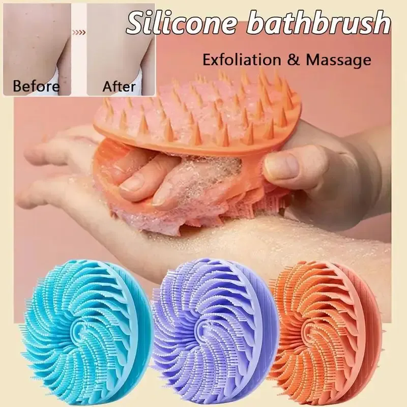 Brosse de douche exfoliante en silicone double face, masseur de cuir chevelu, brosse à shampoing pour femme et homme 4