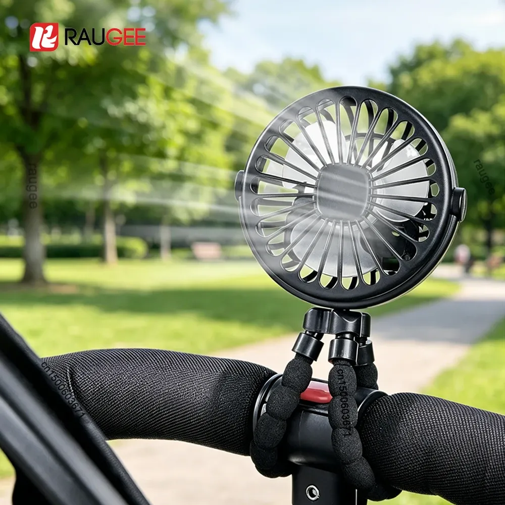Ventilateur portable à pince rechargeable par USB, rotation à 360°, idéal pour poussette et extérieur - Image 1