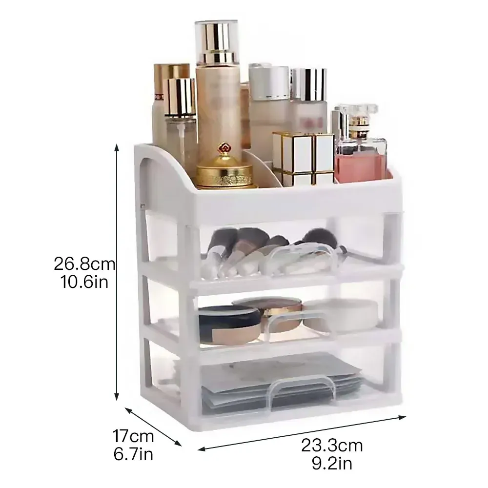 Organisateur de maquillage transparent vue d'ensemble