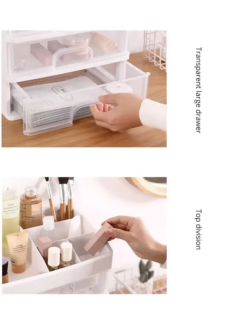 Organisateur de cosmétiques transparent en situation