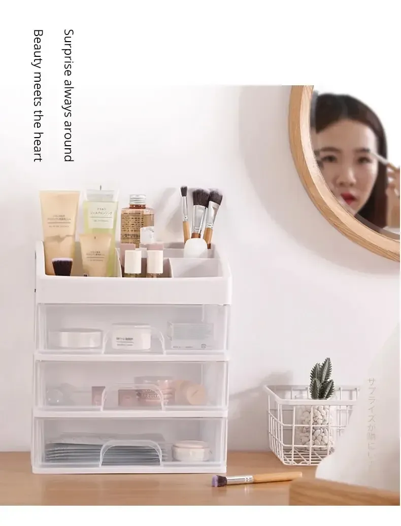 Vue détaillée de l'organisateur de maquillage
