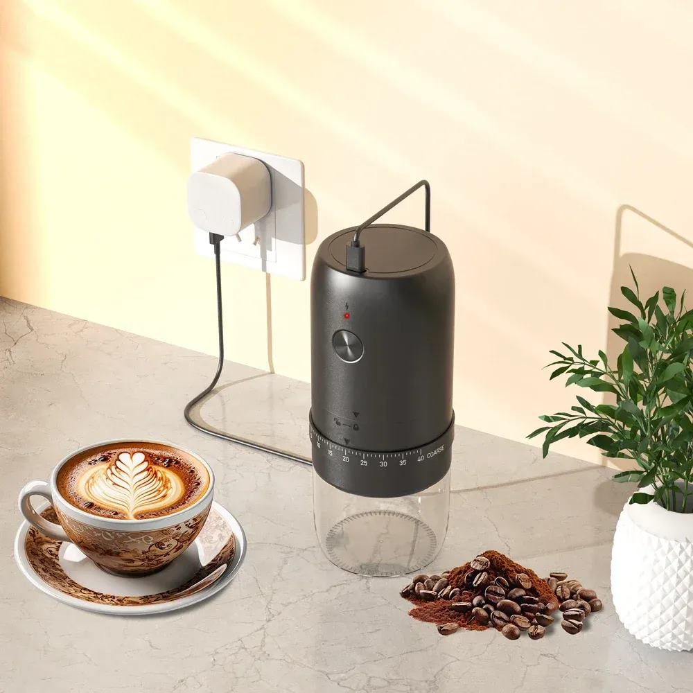 Moulin à café électrique sans fil portable, 40 réglages de mouture, idéal pour espresso et cafetière à piston 4