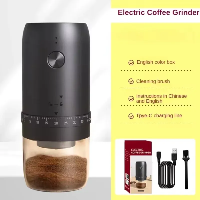 Moulin à café électrique sans fil portable, 40 réglages de mouture, idéal pour espresso et cafetière à piston 6