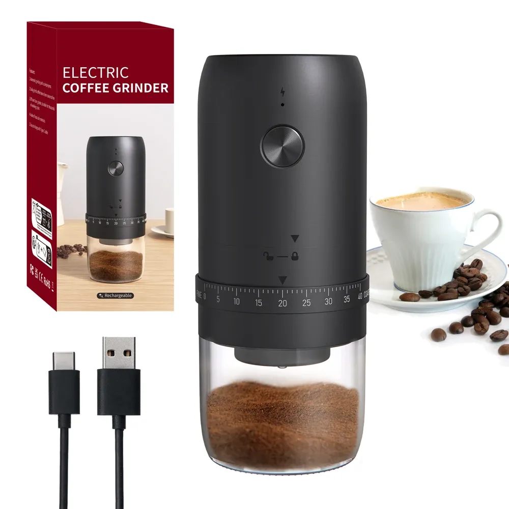 Moulin à café électrique sans fil portable, 40 réglages de mouture, idéal pour espresso et cafetière à piston 7