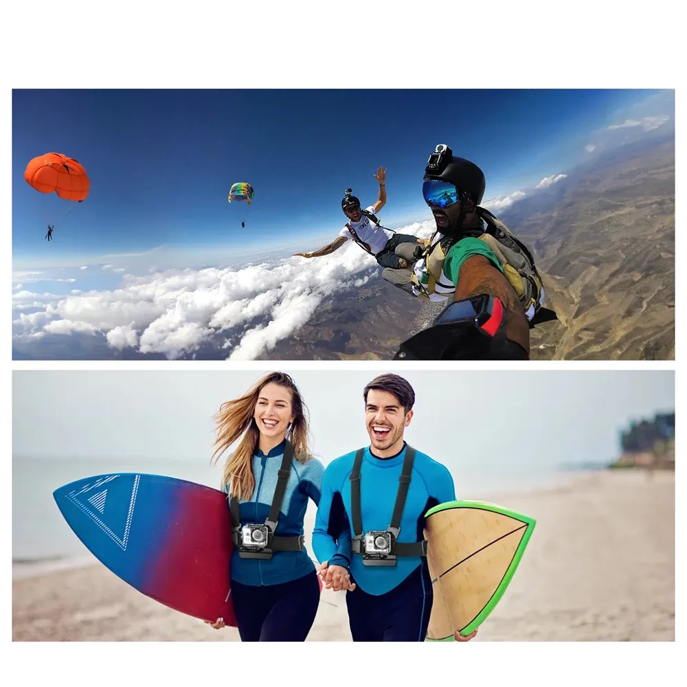 Kit d'accessoires pour caméra d'action : sangle de tête, sangle de poitrine et support réglable compatible GoPro, DJI Osmo et Insta360 6