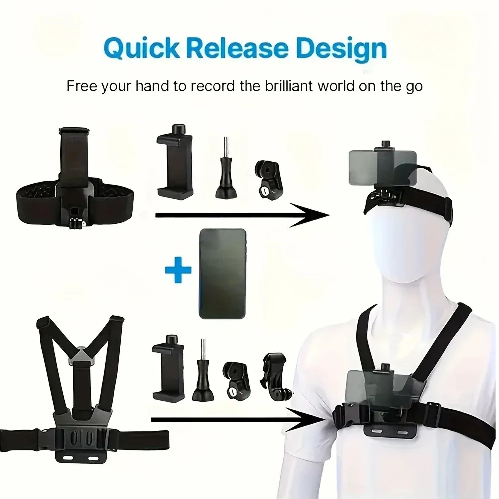 Détail des accessoires de fixation pour caméra d'action