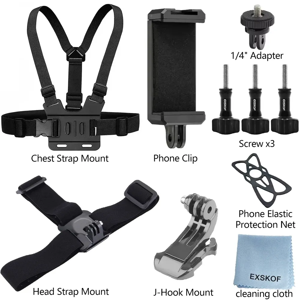 Kit d'accessoires pour caméra d'action : sangle de tête, sangle de poitrine et support réglable compatible GoPro, DJI Osmo et Insta360 13
