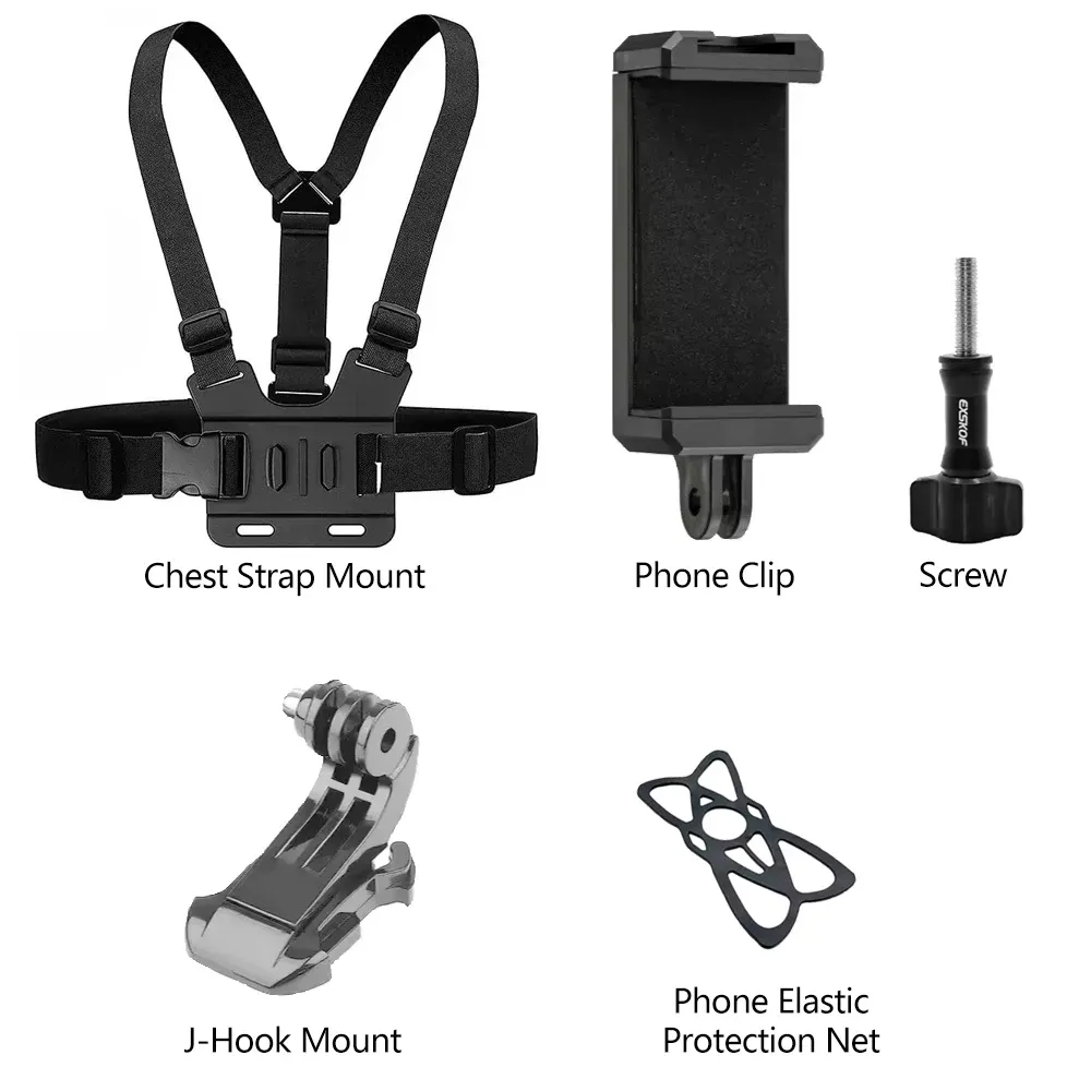 Kit d'accessoires pour caméra d'action : sangle de tête, sangle de poitrine et support réglable compatible GoPro, DJI Osmo et Insta360 14
