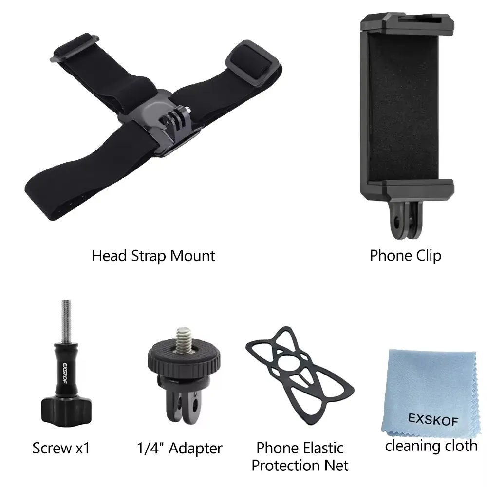 Kit d'accessoires pour caméra d'action : sangle de tête, sangle de poitrine et support réglable compatible GoPro, DJI Osmo et Insta360 8