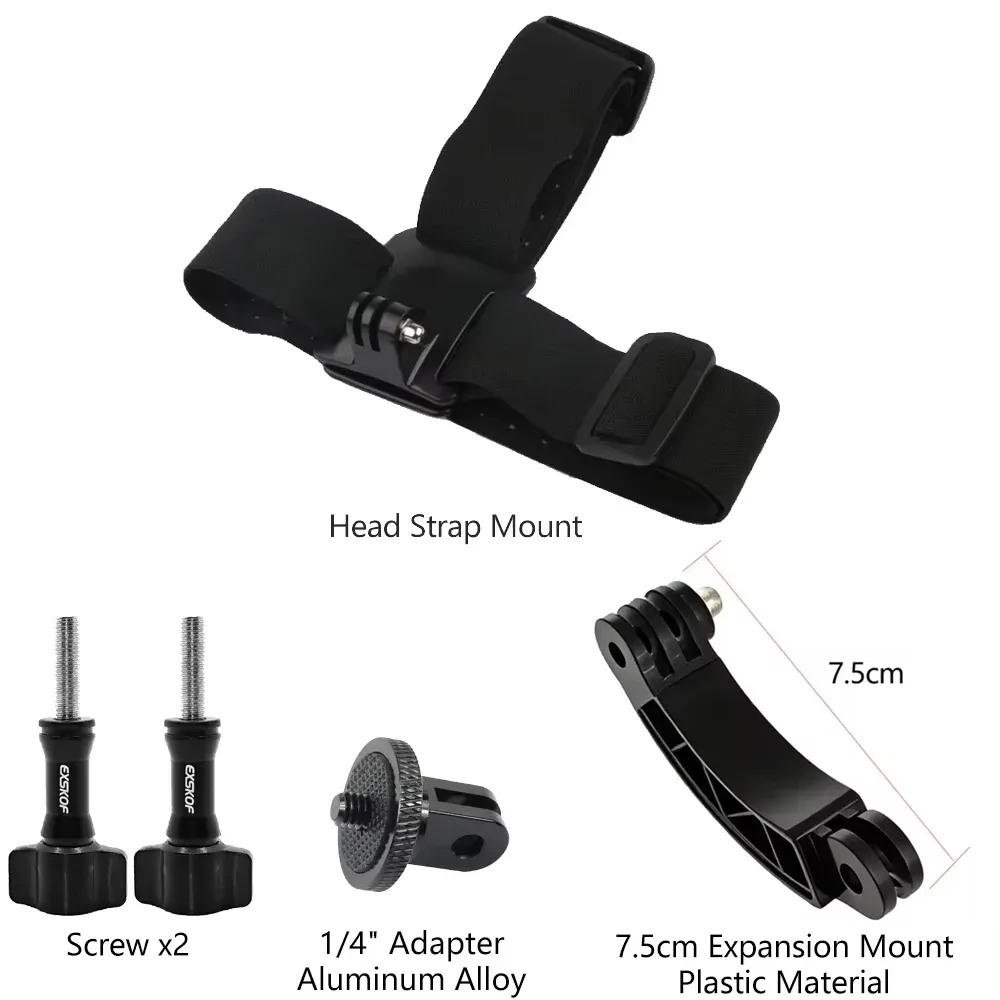 Kit d'accessoires pour caméra d'action : sangle de tête, sangle de poitrine et support réglable compatible GoPro, DJI Osmo et Insta360 7