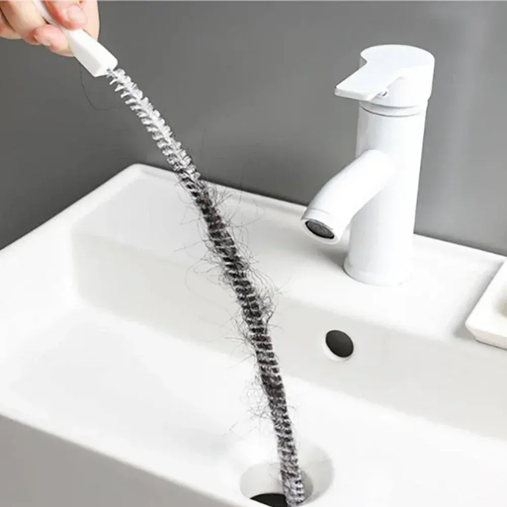 Brosse pliable de nettoyage de canalisation pour évier, salle de bains et cuisine, lot de 1 - Image 1