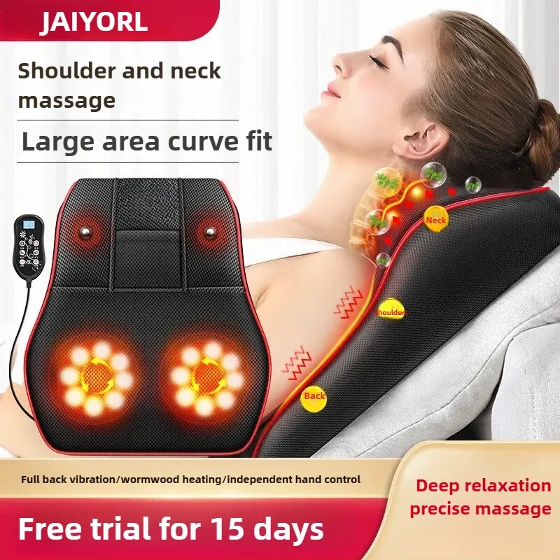 Oreiller cervical électrique Shiatsu à traction avec airbag, masseur pour le cou, le dos et la taille, chauffant et vibrant, pour voiture - Image 1