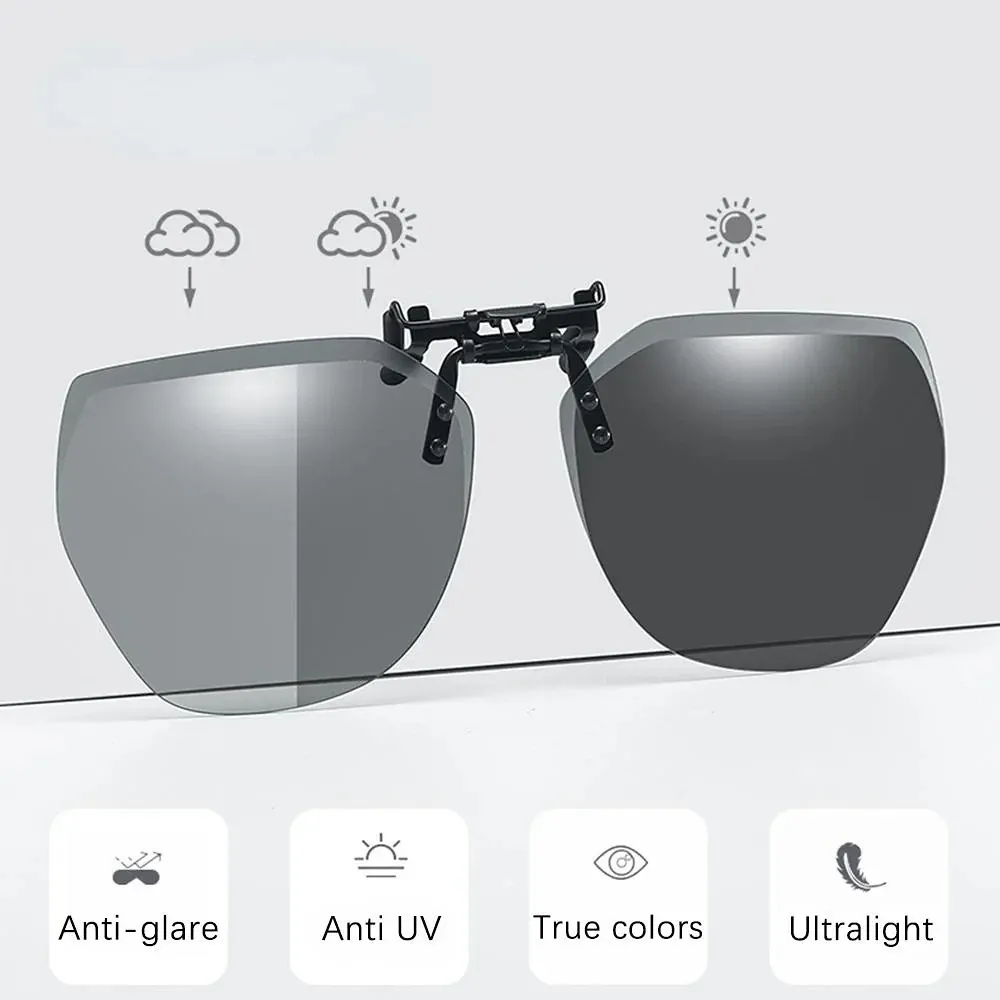 Lunettes de soleil polarisées TR anti-éblouissement à clip, pour la conduite et la vision nocturne 5