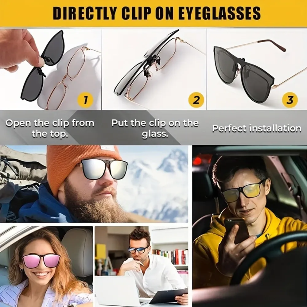 Lunettes de soleil polarisées à clipser, vue d'ensemble
