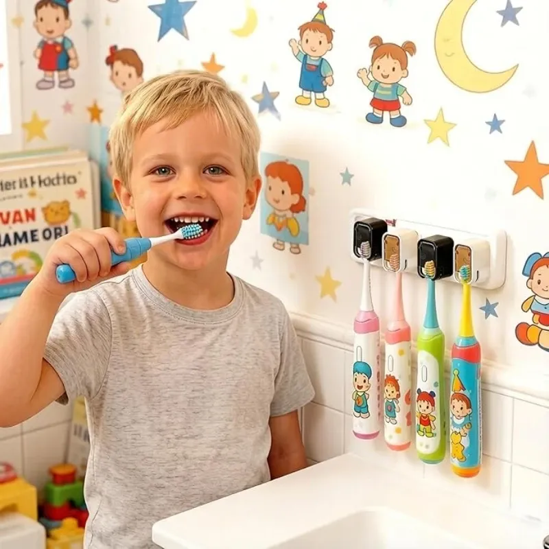 Support mural pour brosses à dents avec couvercle, auto-adhésif et sans perçage 4